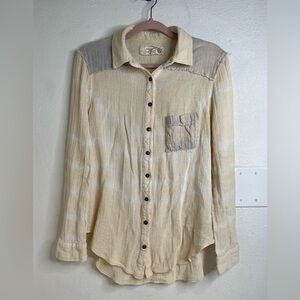 Free People Artisan De Luxe Light Tie Dye Long Sleeve Button Up Shirt Sz Sm